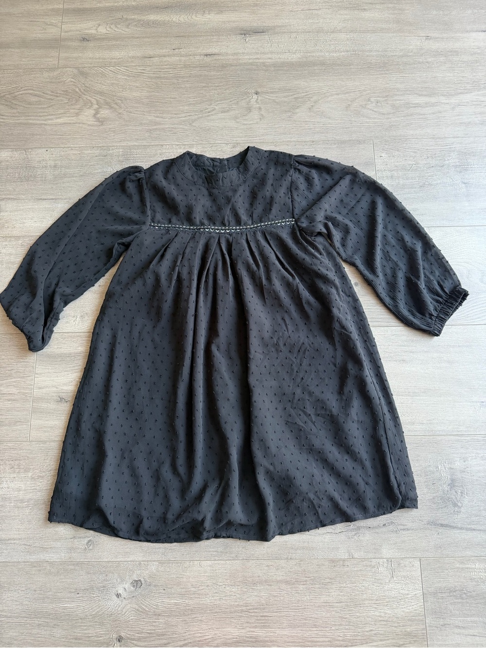 Forever Young black swiss dot babydoll dress - size 10Y